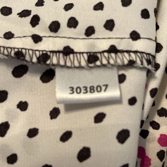 ANN TAYLOR Women’s Size L Polyester Blouse Tank White Black Fuschia - Picture 7 of 8
